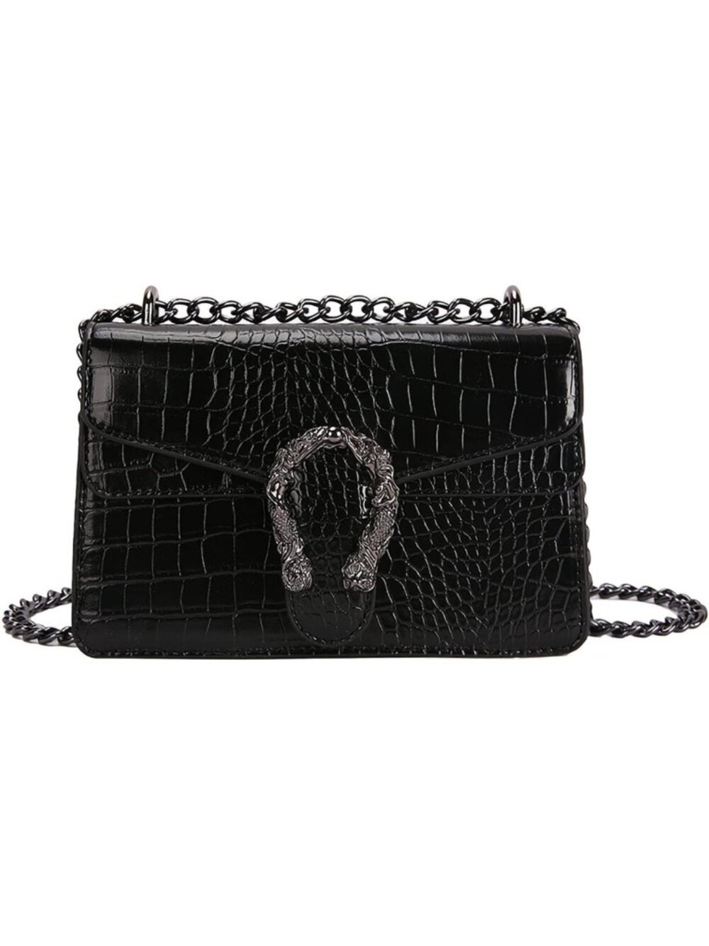 Stylish Vintage Snake Print Leather Shoulder Bag - Chic Crossbody Chain Purse